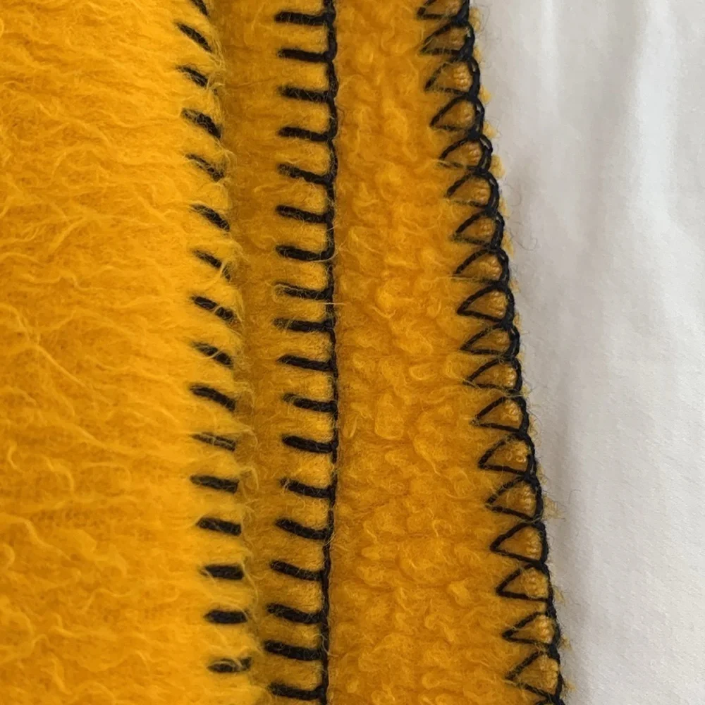 Vintage Ralph Lauren Gold Fleece Decorative Blanket w/ RL Logo. 70X50